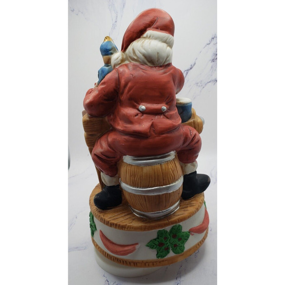 Vintage Homco Santa Claus Revolving Music Box Jingle Bells Porcelain Figurine - Picture 3 of 8